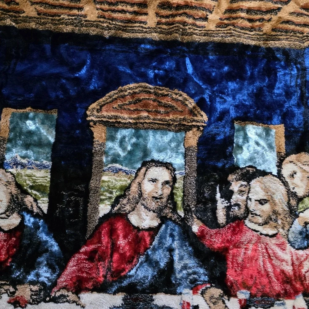 The Last Supper Vintage 60s Wall Hanging TAPESTRY Rug 47